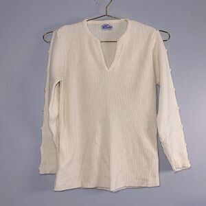 Vintage 100% Virgin Turbo Orlon Acrylic Cream Knit Sweater